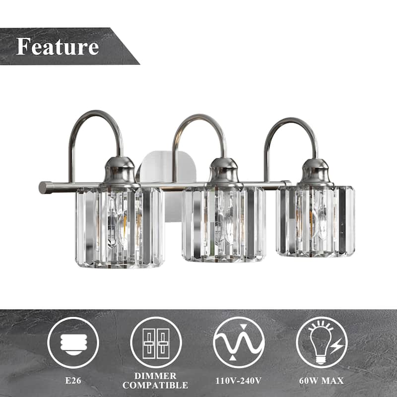 ExBrite Modern Rose Gold Dimmable Bathroom Crystal Vanity Lights