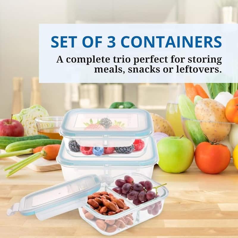 Westinghouse 3-Piece Glass Food Storage Container Set - 1050ml Each