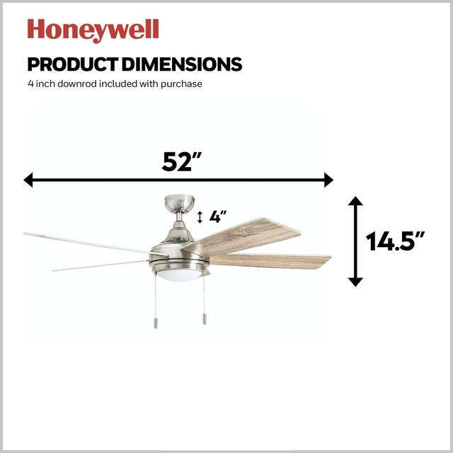 Honeywell Ventnor Brushed Nickel Integrated LED Ceiling Fan