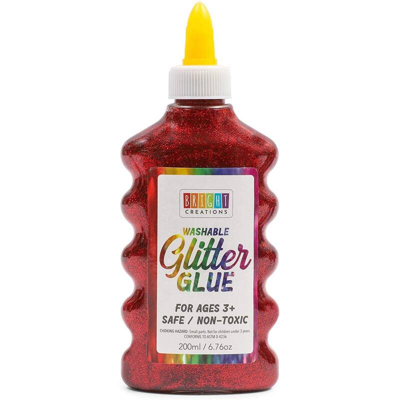 Bright Creations 8 Pack Metallic Art Glue with Glitter Paint Gel Bottles, 8 Colors, 6.76 oz