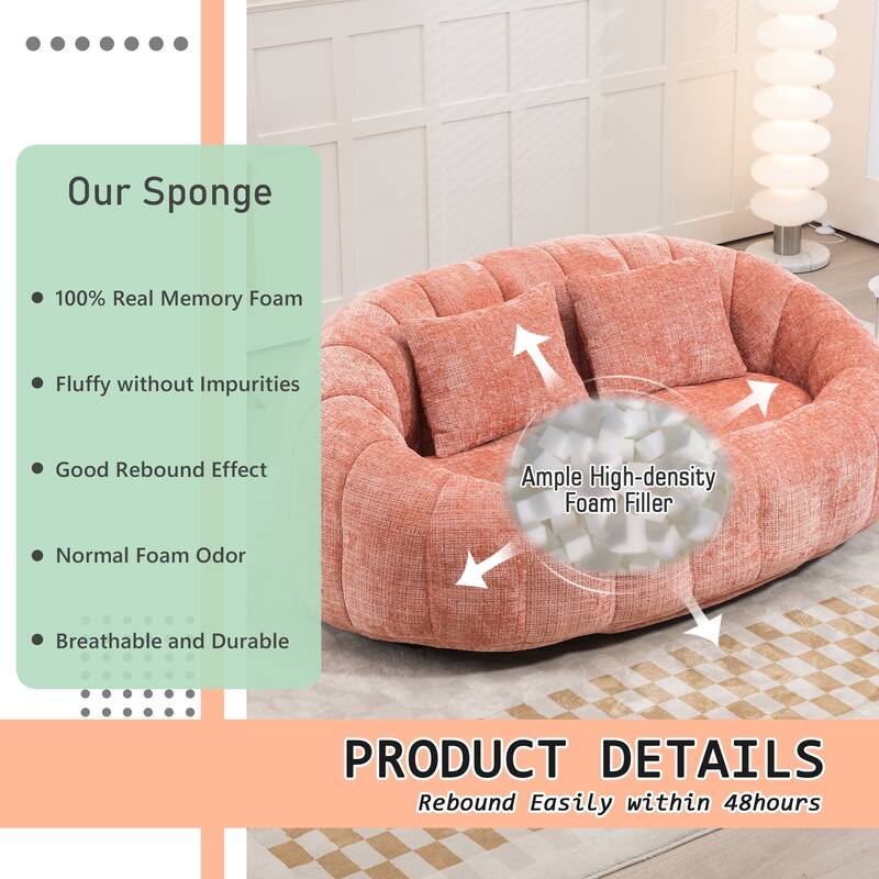 HOMEFUN Chenille Upholstered Durable Comfort Lounger High Back Bean Bag Loveseat Sofa