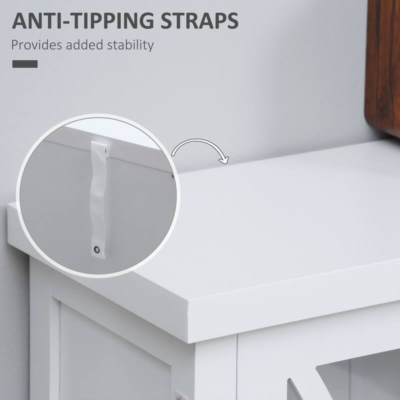 HOMCOM Modern Kitchen Sideboard, Buffet Cabinet with 2 Storage Cupboard, Glass Doors