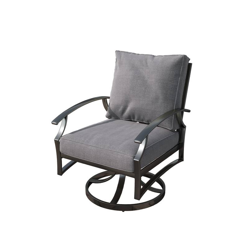 3 Piece Patio Metal Swivel Chair Seating Group with Side Table