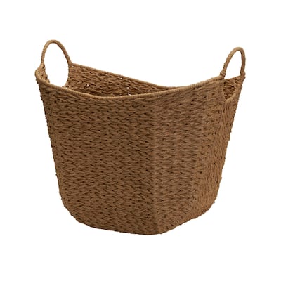 Paper Rope Basket with Handles - 14.2"L x 16.1"W x 17.3"H