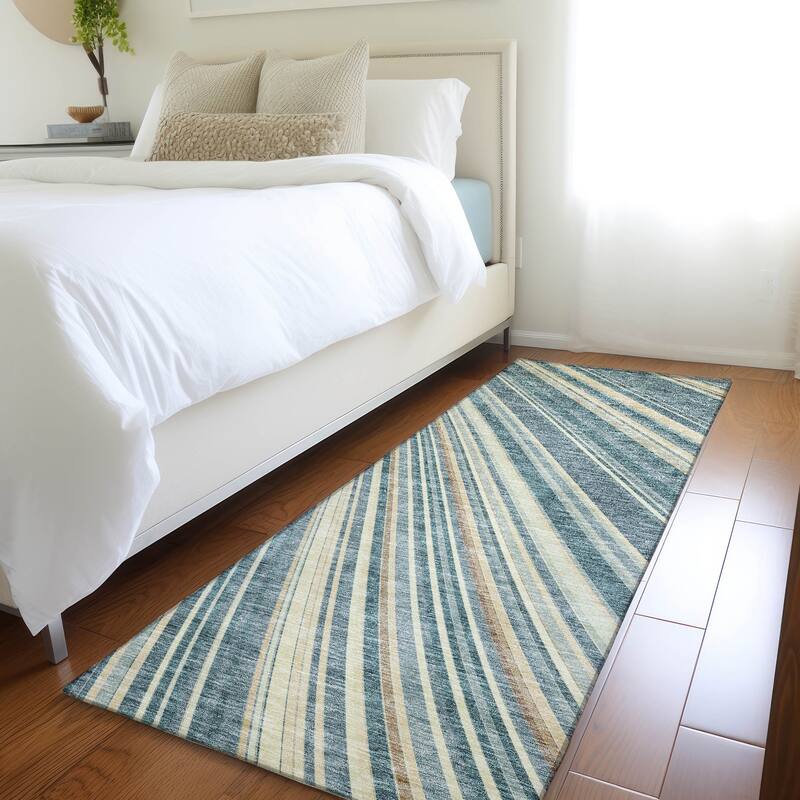 Premium Washable Super Soft Modern Flow Mayfield Rug - Sky - 2'3" x 7'6"