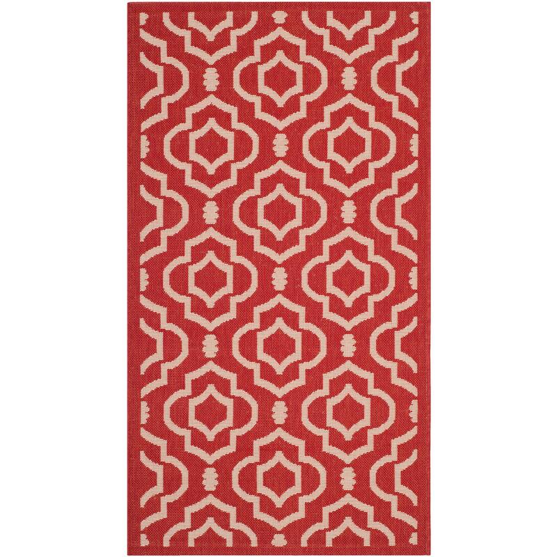 SAFAVIEH Courtyard Ketty Indoor/ Outdoor Waterproof Patio Backyard Rug - 2' x 3'7" - Red/Bone