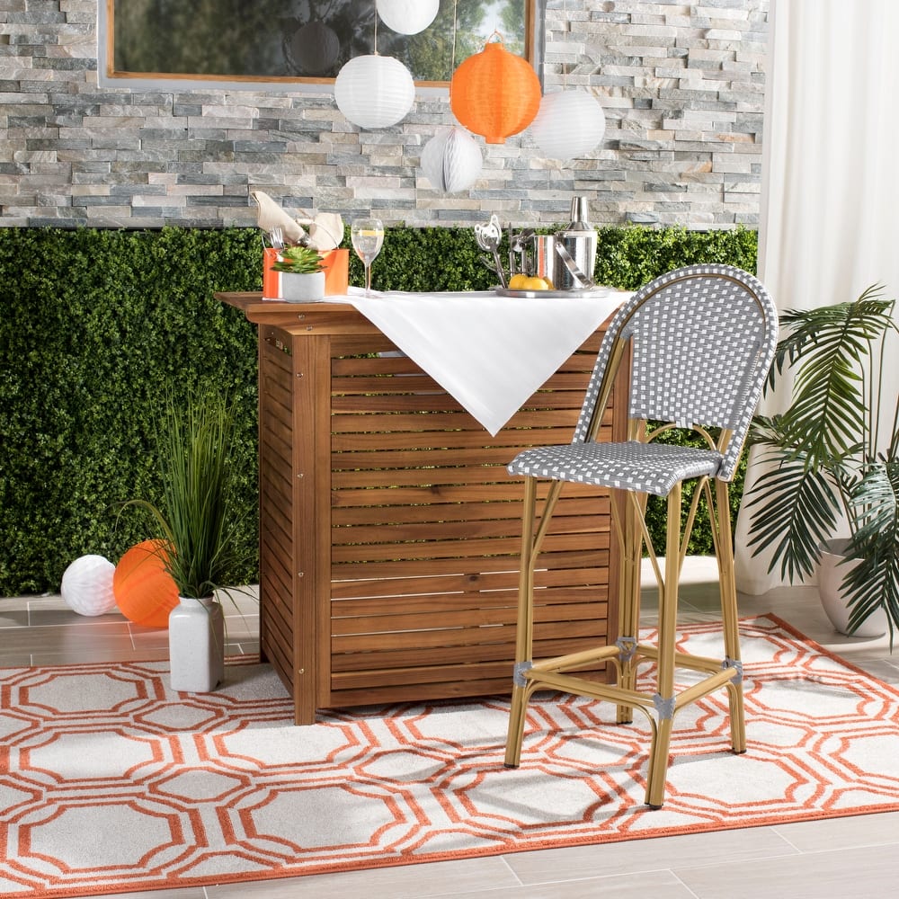 SAFAVIEH Outdoor Samara 30-inch Stacking Bistro Bar Stool (Fully Assembled) - 19Wx22Dx47H