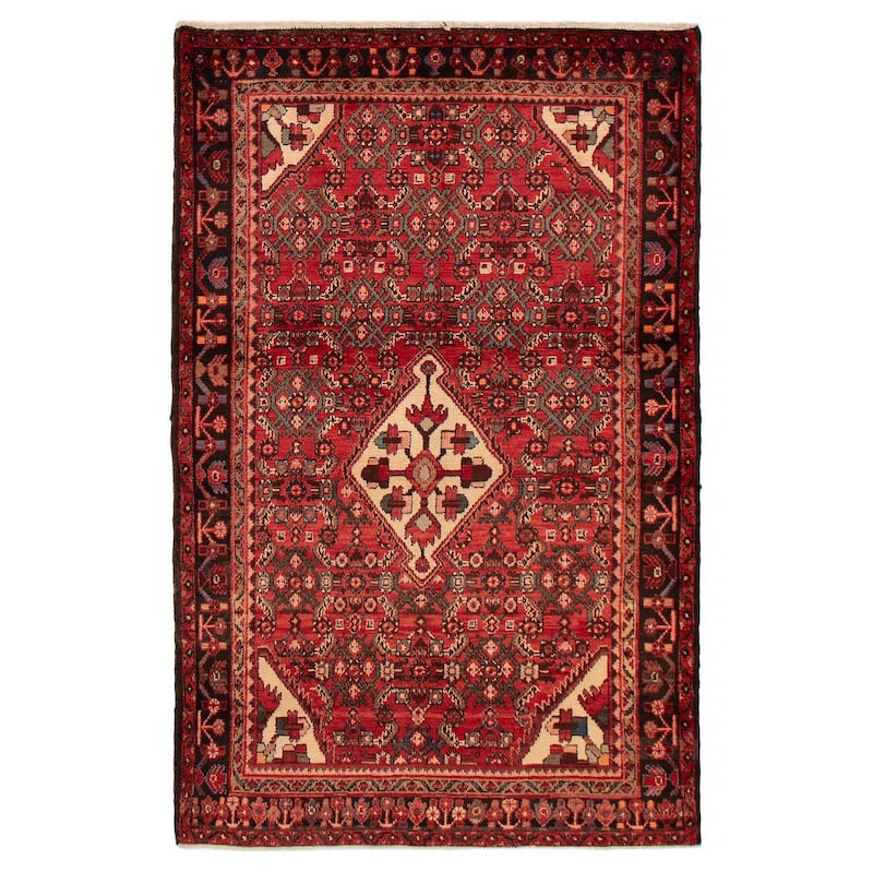 ECARPETGALLERY Hand-knotted Andelz Red Wool Rug - 4'6 x 7'0 - Red - 4'6 x 7'0