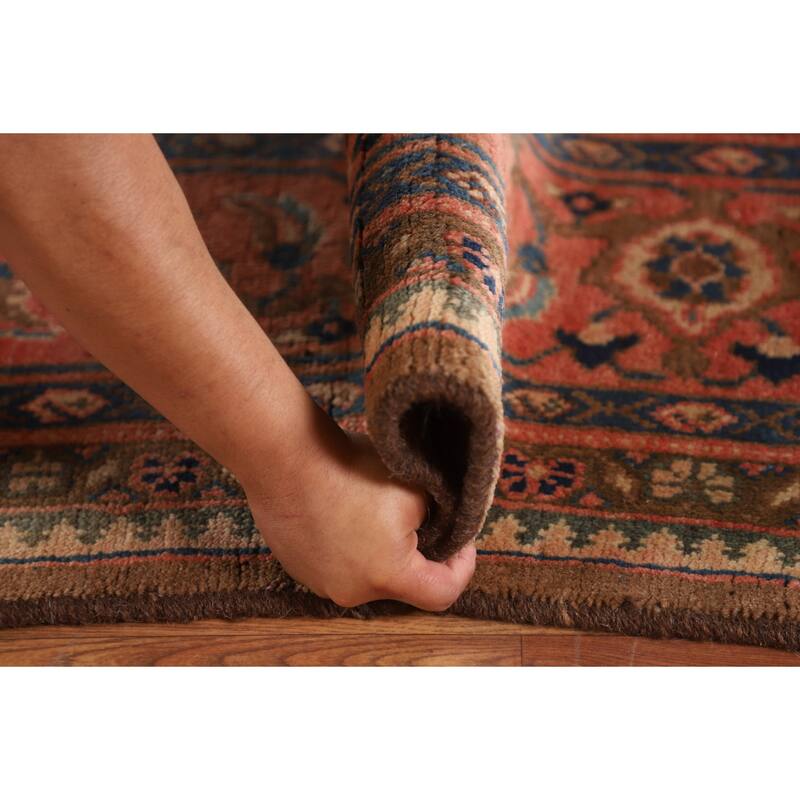 Brown & Pink Mahal Persian Vintage Rug Handmade Wool Carpet - 9'11"x 12'10"