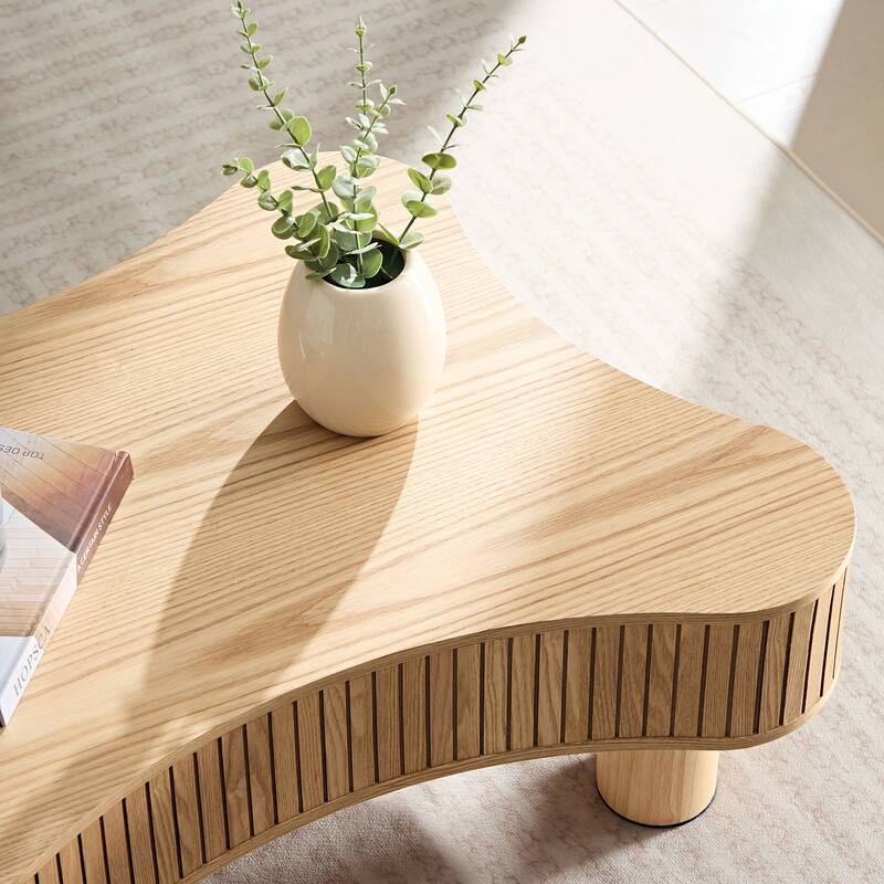 42.52" Solid Wood Irregular Coffee Table with Pedestal Base