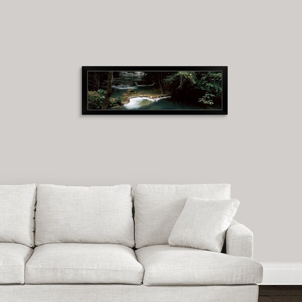 "Waterfall in a forest, Huai Mae Khamin Waterfall, Thailand" Black Framed Print