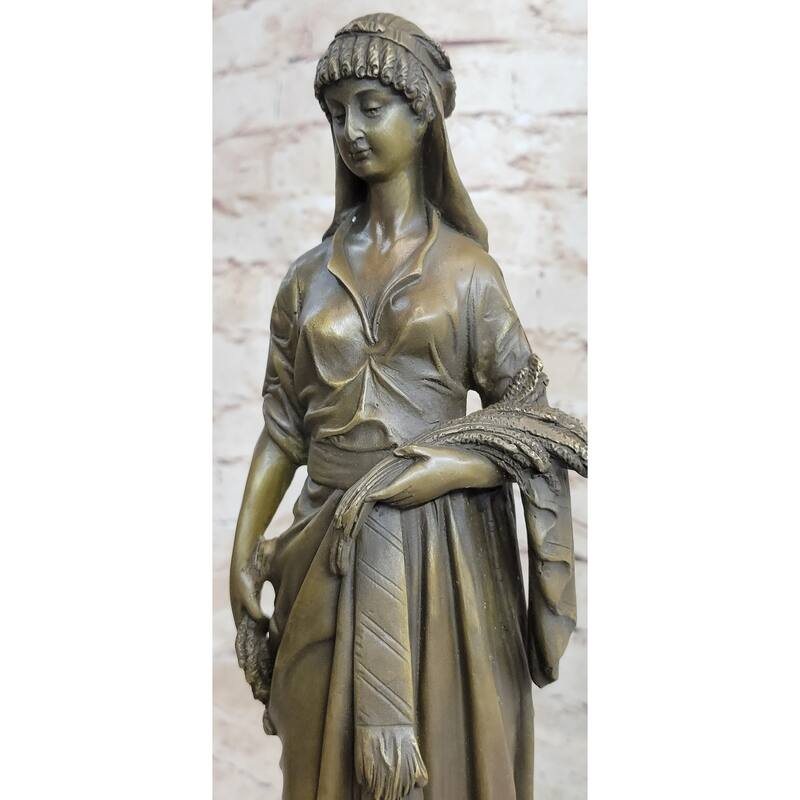 Reproduction Of Greek Goddess Bronze Sculpture Marble Base Statue Art Deco Gift