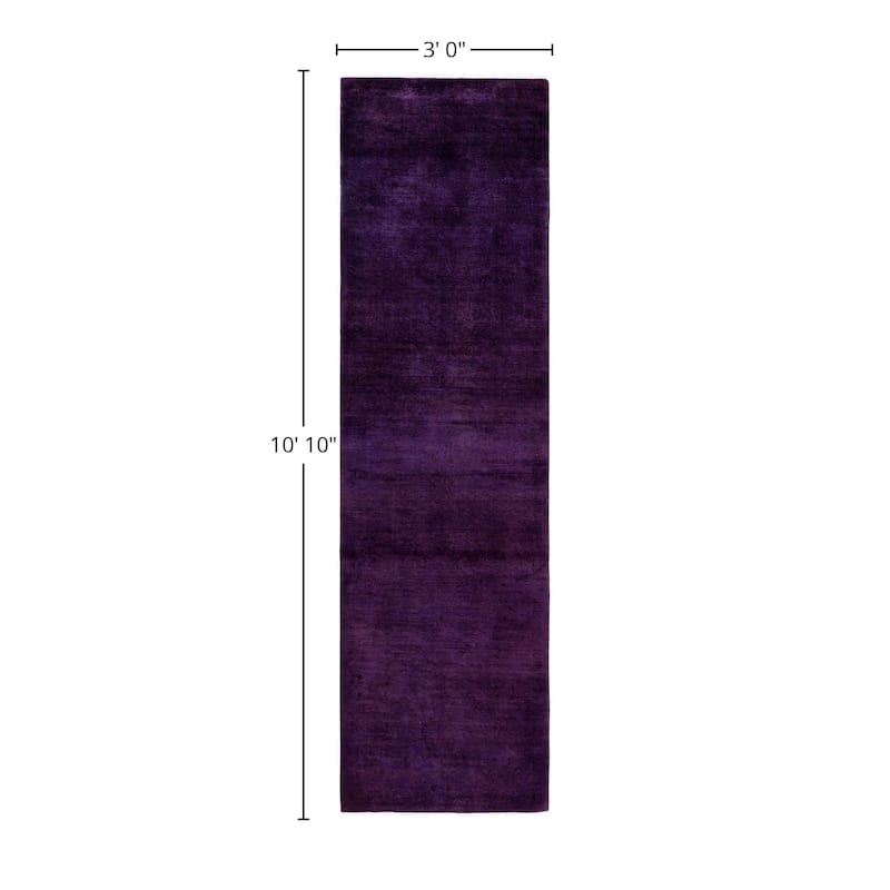 Overdyed One-of-a-Kind Hand-Knotted Area Rug - Purple - 3' 0" x 10' 10"