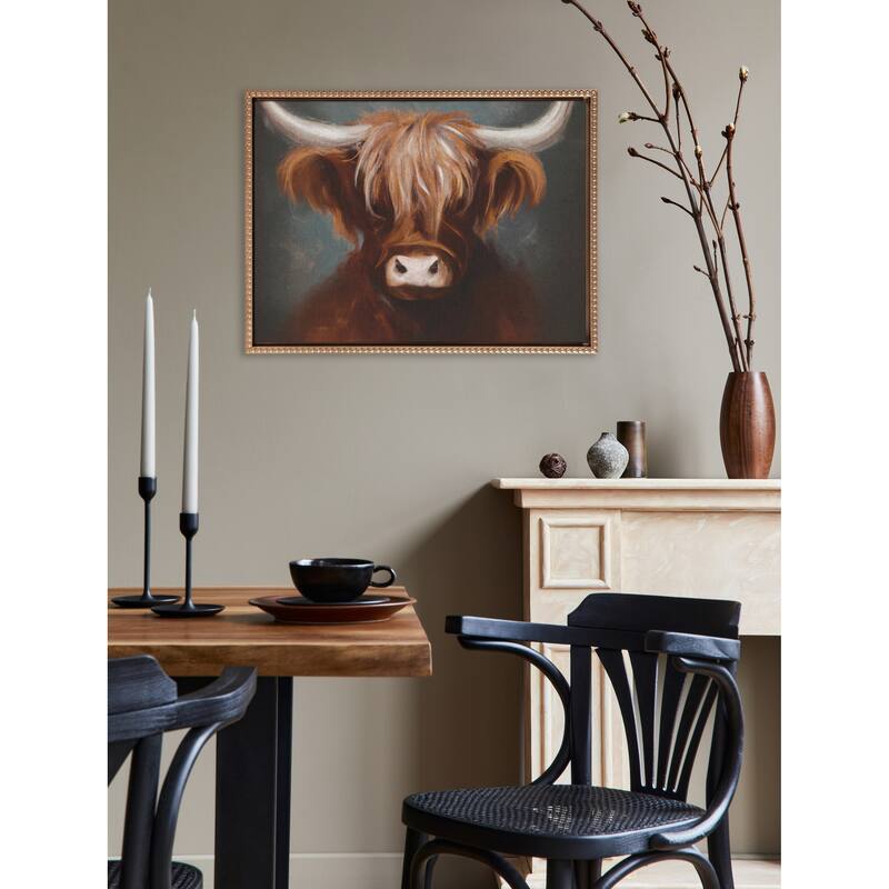 Kate and Laurel Sylvie Beaded Cow Canvas by The Creative Bunch Studio