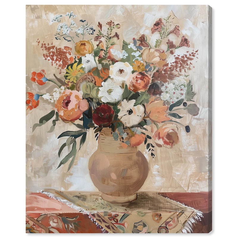 Clay Vase and Flowers Canvas by Art Remedy, Gallery Wrapped - 30" x 36"