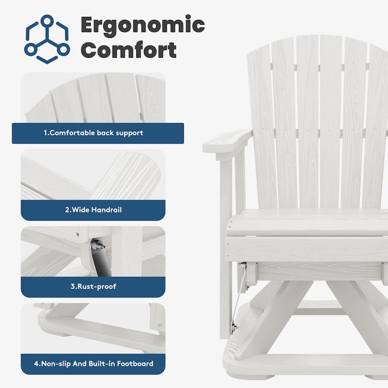 Set of 2 HDPE Adirondack Swivel Gliders, Outdoor Patio Chair Set