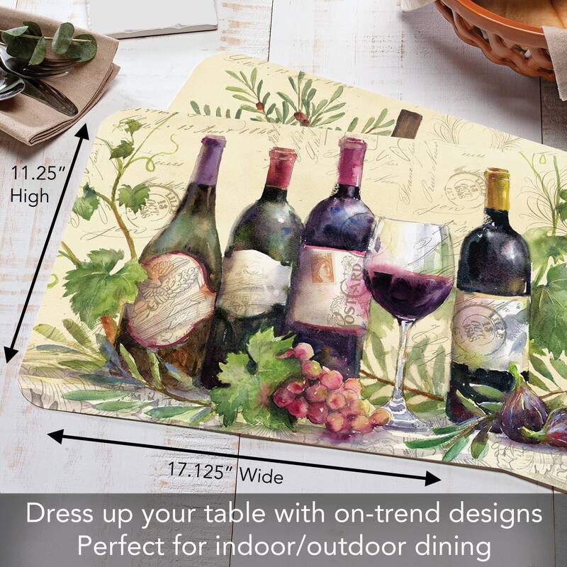CounterArt Rustic Wine Reversible Easy Care Flexible Plastic Placemat, 4 Pack, Made in The USA