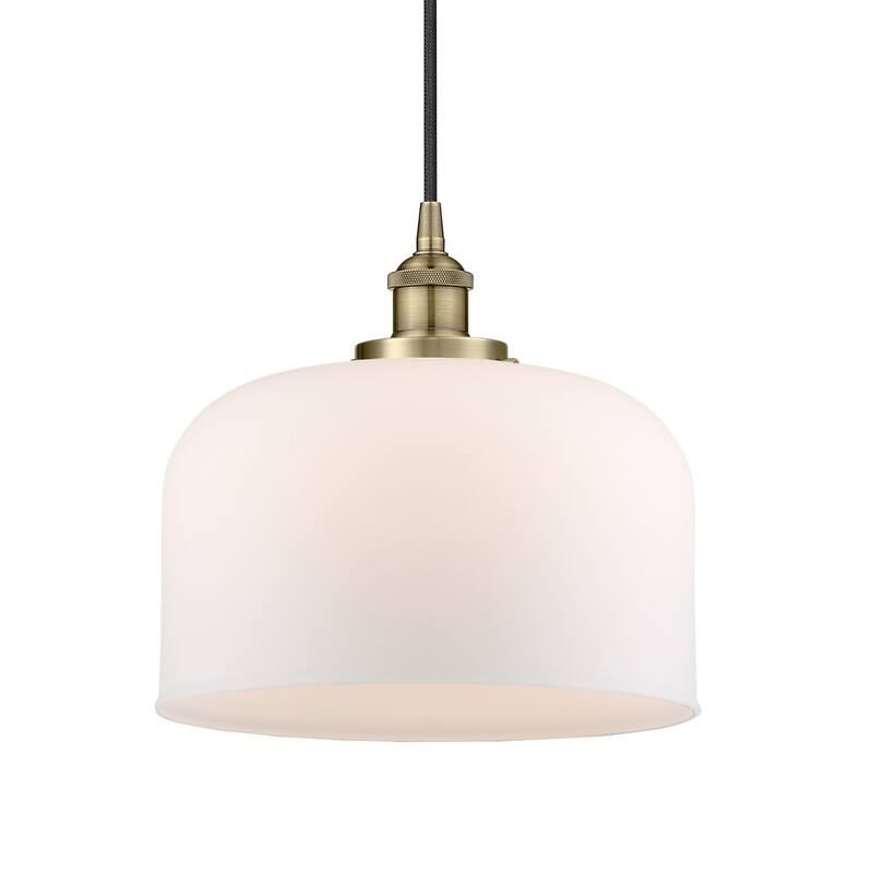 Innovations Lighting 616-1PH-12-12-L Bell Pendant Bell 12" Wide - Antique Brass / Matte White