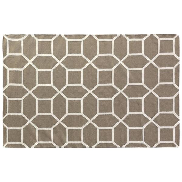 Exquisite Rugs Octagon Dhurrie Dark Sage New Zealand Wool Rug (11'6 x ...