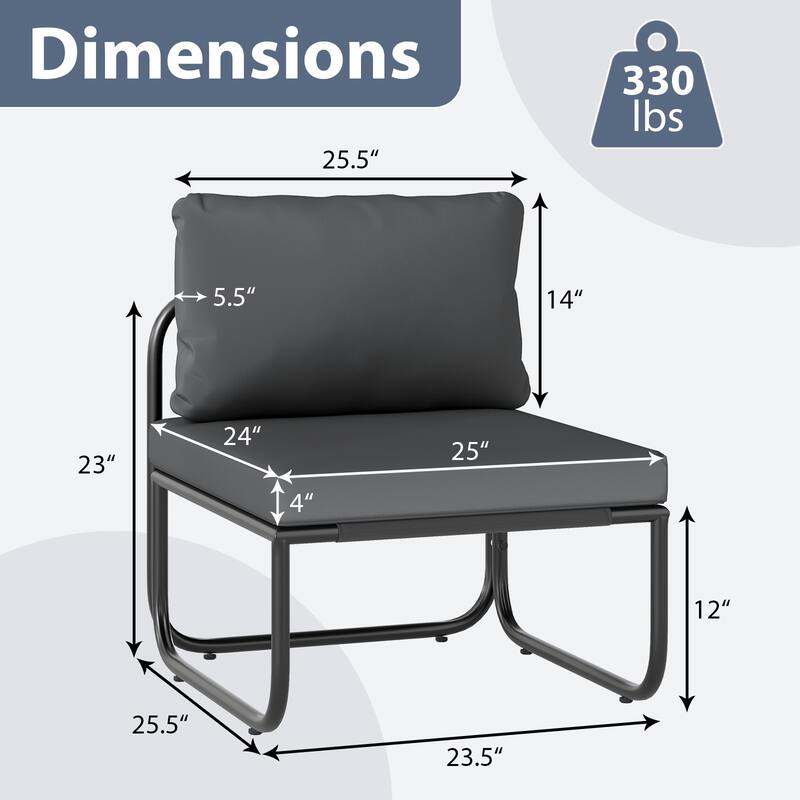 Gymax Patio Chairs Set of 4 w/ Removable Cushions Heavy Duty Metal