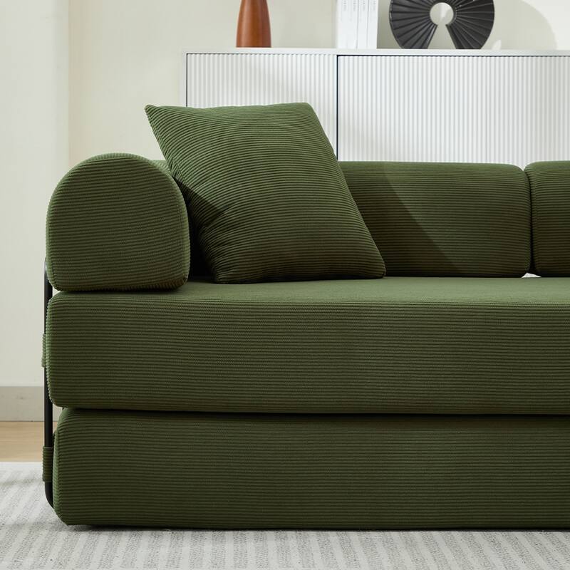 Folding Upholstered Sofa Bed, 78.5" Convertible Sleeper Sofa Bed with 2 Pillows, Fold Out Loveseat Couch, Futon Couch
