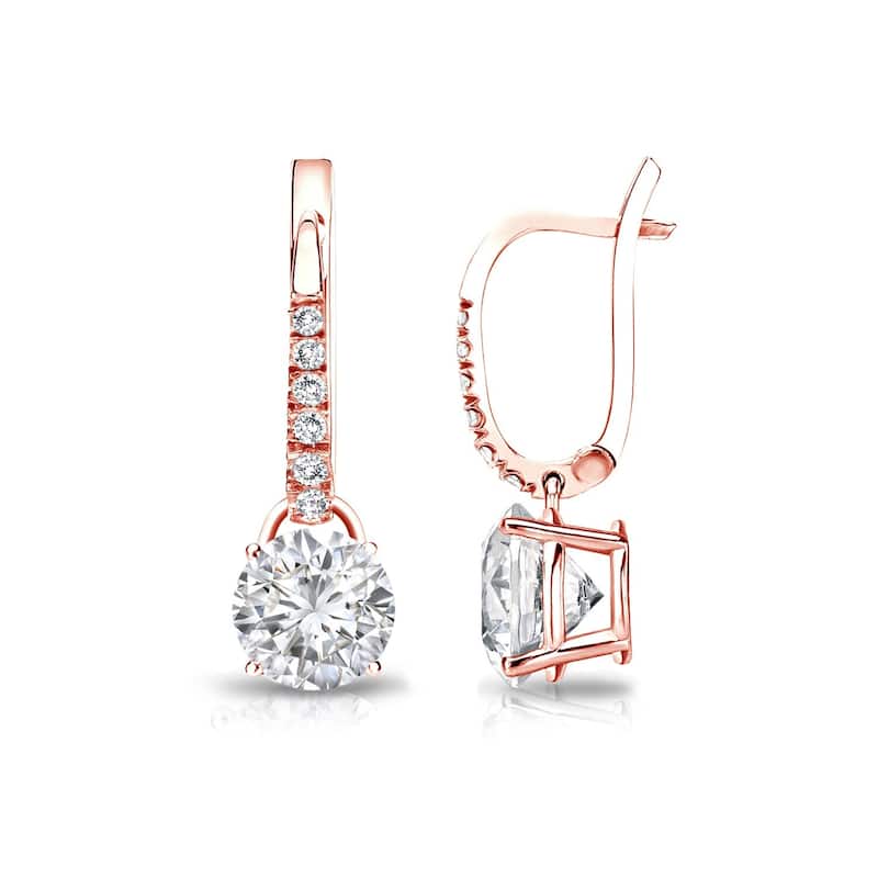 Auriya 1ctw Round Diamond Dangle Earrings 14k Gold - Rose