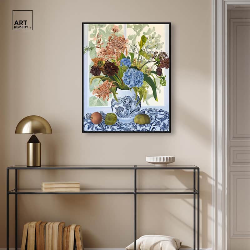 Blue Vase Bounty Canvas by Art Remedy