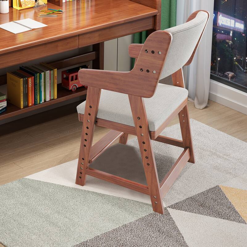 Kid's Chair, Lift Adjustable Backrest Chair, Children's Sitting Posture Correction Solid Wood Writing Study Chair
