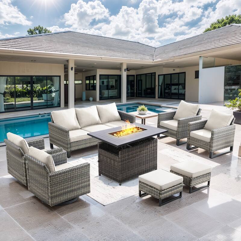 Gymojoy Outdoor Fire Pit Conversation Set, Patio Furniture with Cushions