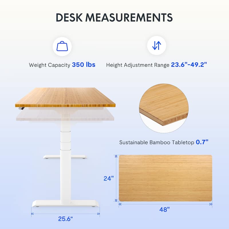 FLEXISPOT Home Office Height Adjustable Standing Desk 3-Stage Dual Motor Bamboo Rectangle Desktop