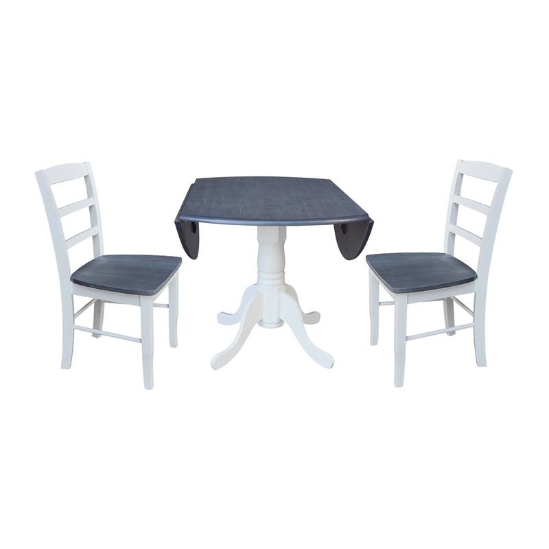 42" Dual Drop Leaf Pedestal Dining Table with Madrid Ladderback Chairs - Dining Set