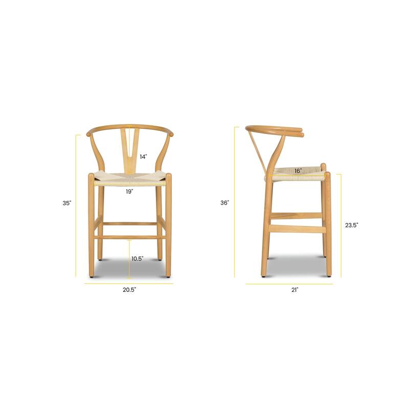 Poly & Bark Weave 23.5" Seat Height Counter Stool - Solid Wood with Woven Seat