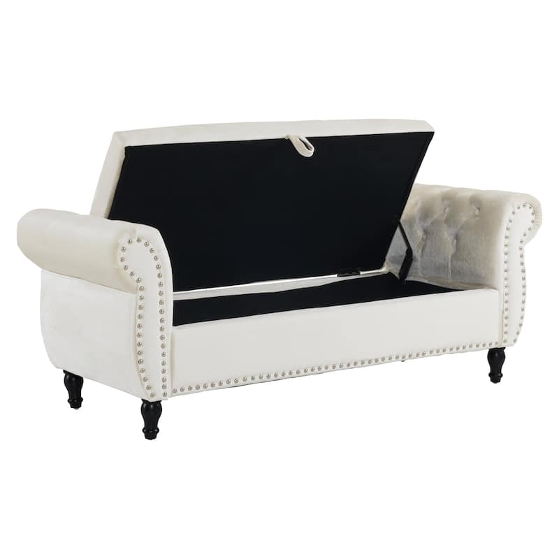 Xanthia Traditional Velvet Multifuntional Storage Ottoman Bench with Pillow by Christopher Knight Home