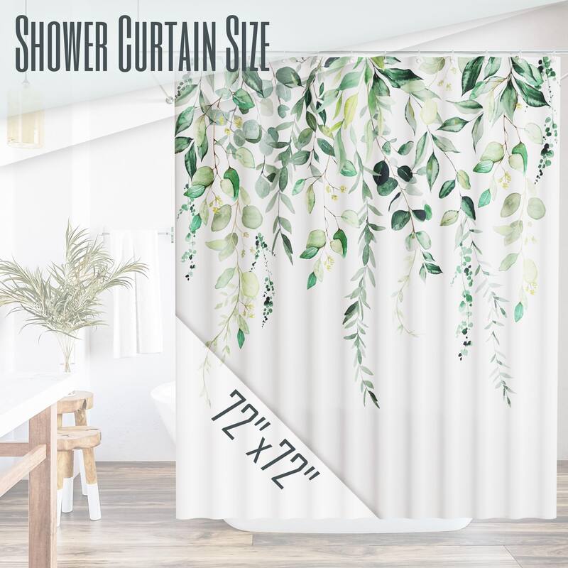 Floral Shower Curtain, 72"x72", Greenery, Botanical Bathroom Decor