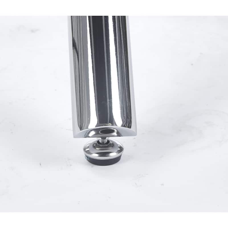 GDFStudio - Mapleton Mid-Century Modern Glass Top Dining Table Set with Sculptural Metal Base and Upholstered Chairs