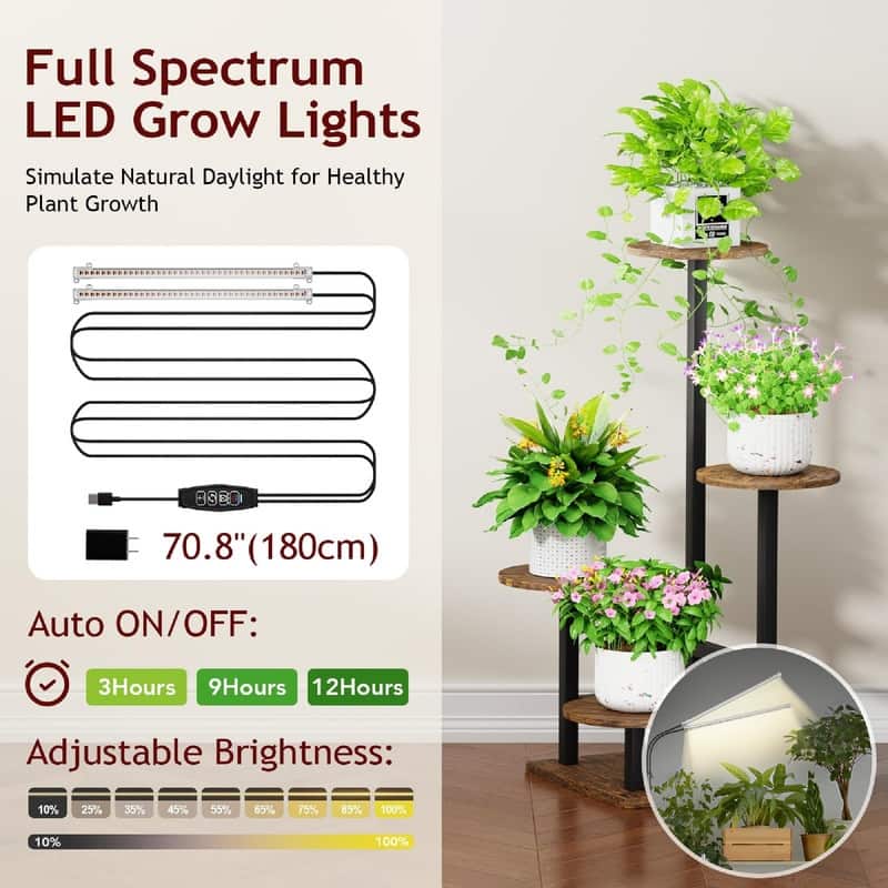 Plant Stand Indoor with Grow Light - 11 x 11 x 28.5 inches