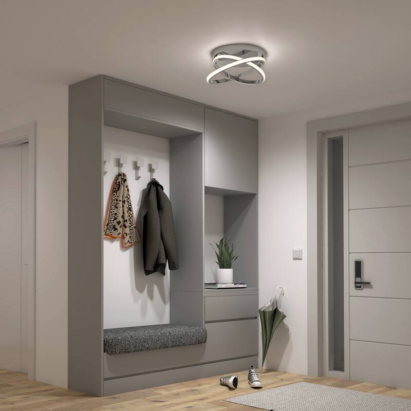 Artika Orbia Semi-Flush Mount LED Ceiling Light Fixture, Chrome