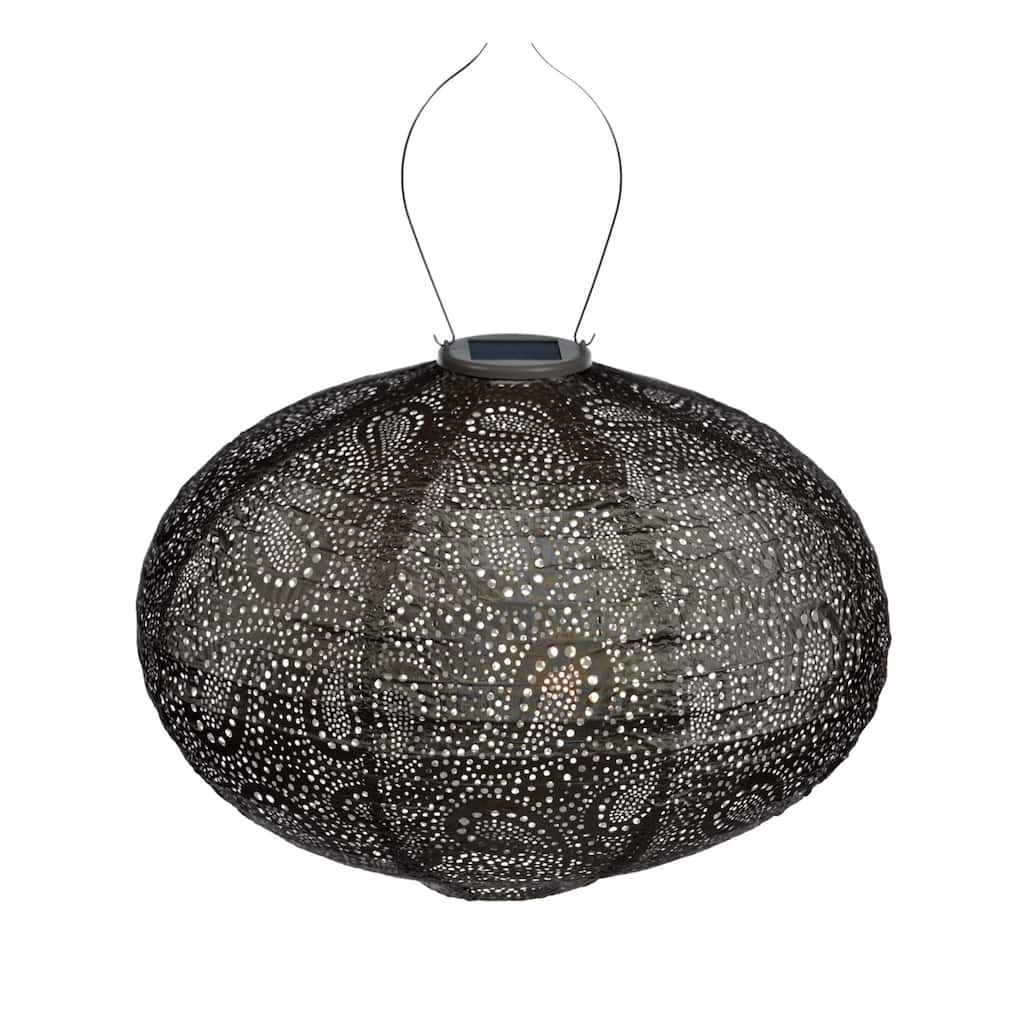 Oval Paisley LED Lighted Bazaar Lantern - 16.5" - Taupe Brown