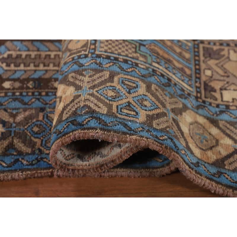 Garden Design Bakhtiari Persian Vintage Rug Handmade Blue Wool Carpet - 6'11"x 10'2"
