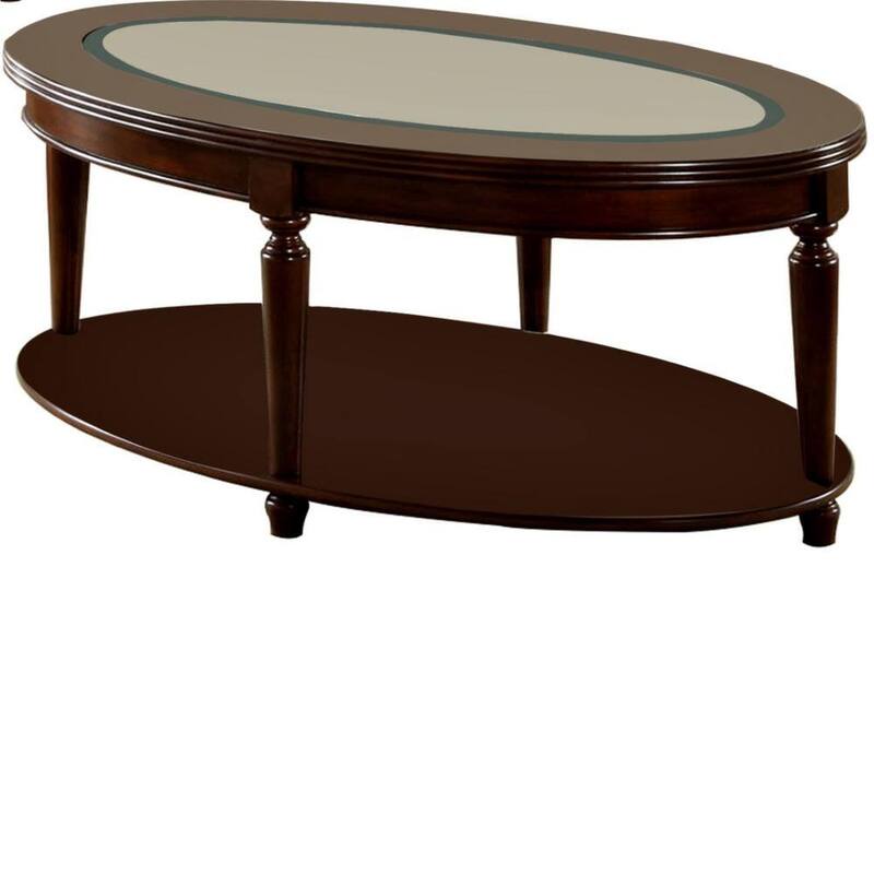 Coffee Table Open Bottom Shelf Beveled Glass Top
