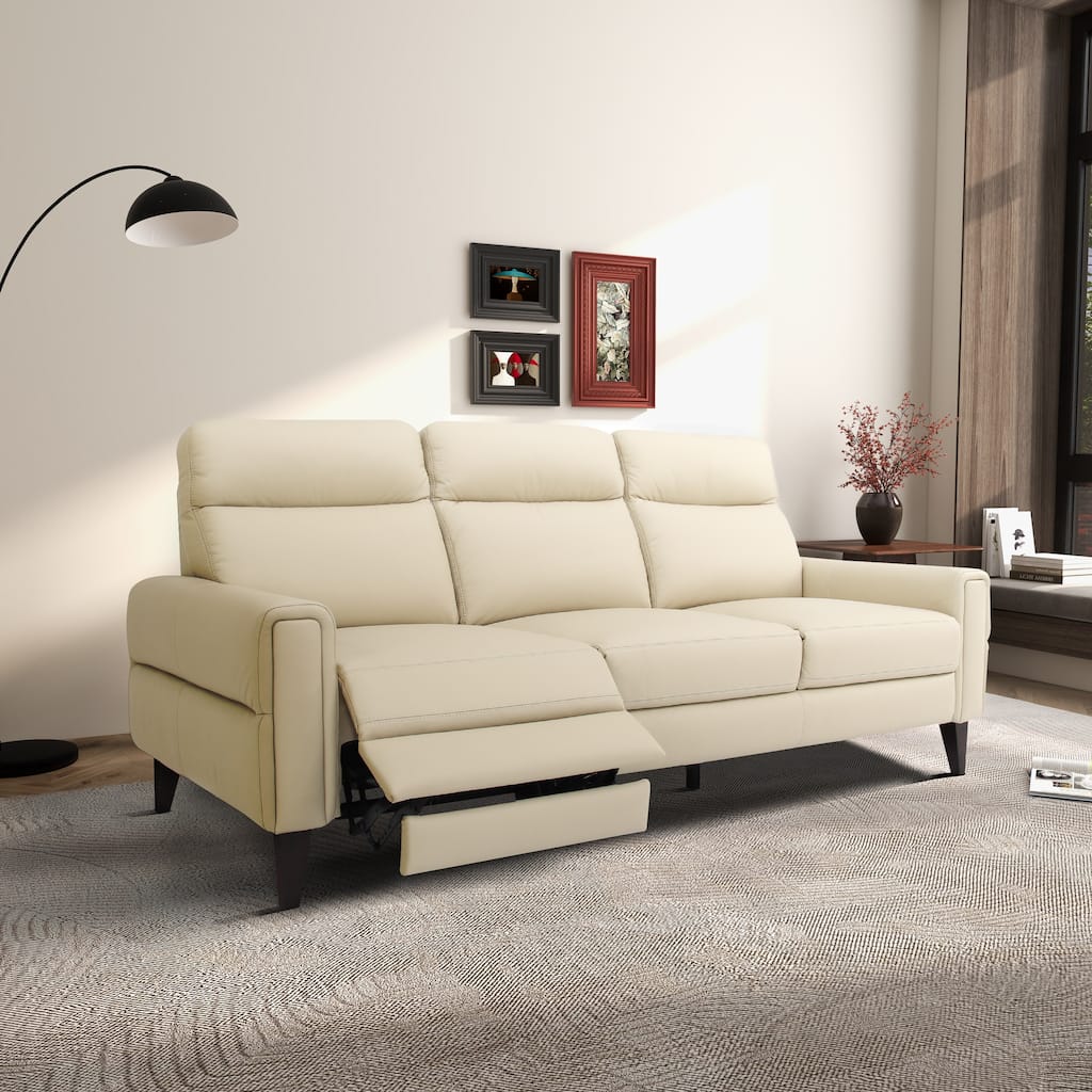 Nimbus Mid-Century Modern Tight Back Genuine Leather Incliner Sofa