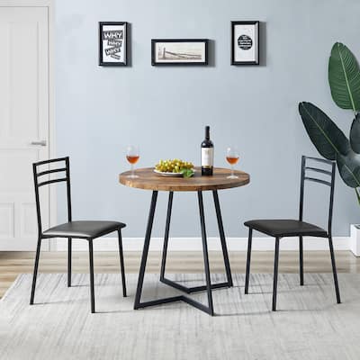 Javlergo Modern 3-Piece Dining Set with Round Table and 2 Chairs