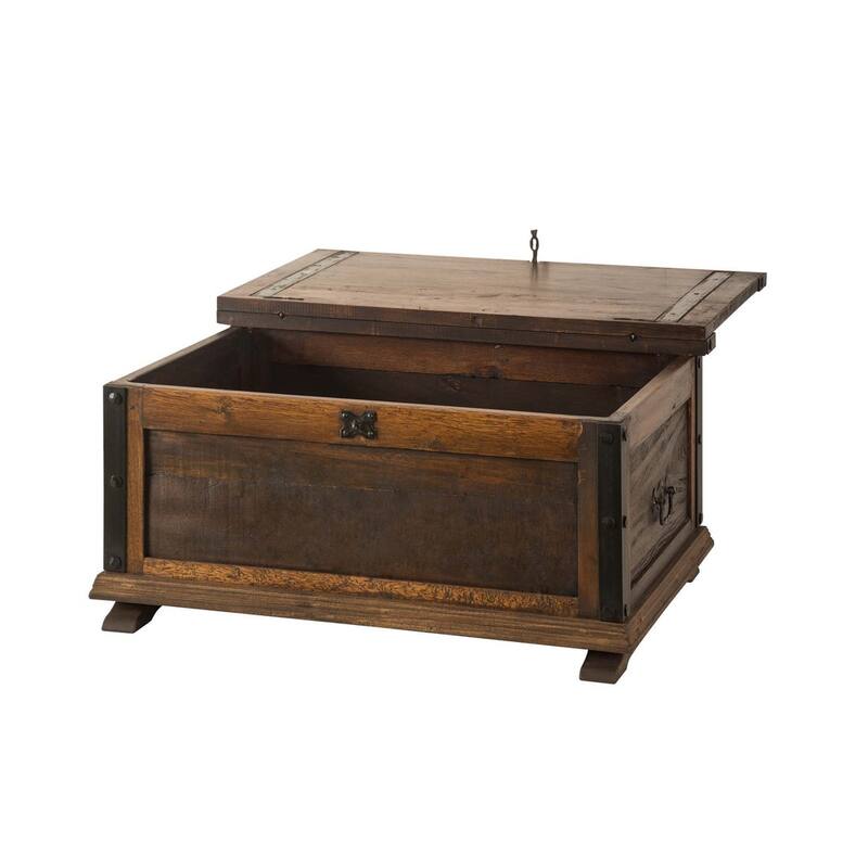 Handmade Solid Reclaimed Barn Wood & Wrought Iron Hardware Trunk or Coffee Table for Indoor 36" Width