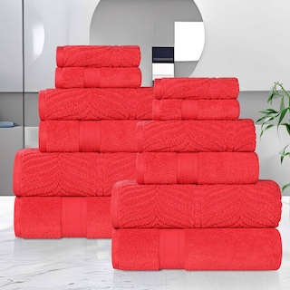 Superior Chevron Zero Twist Solid and Jacquard Cotton 12 Piece Towel Set