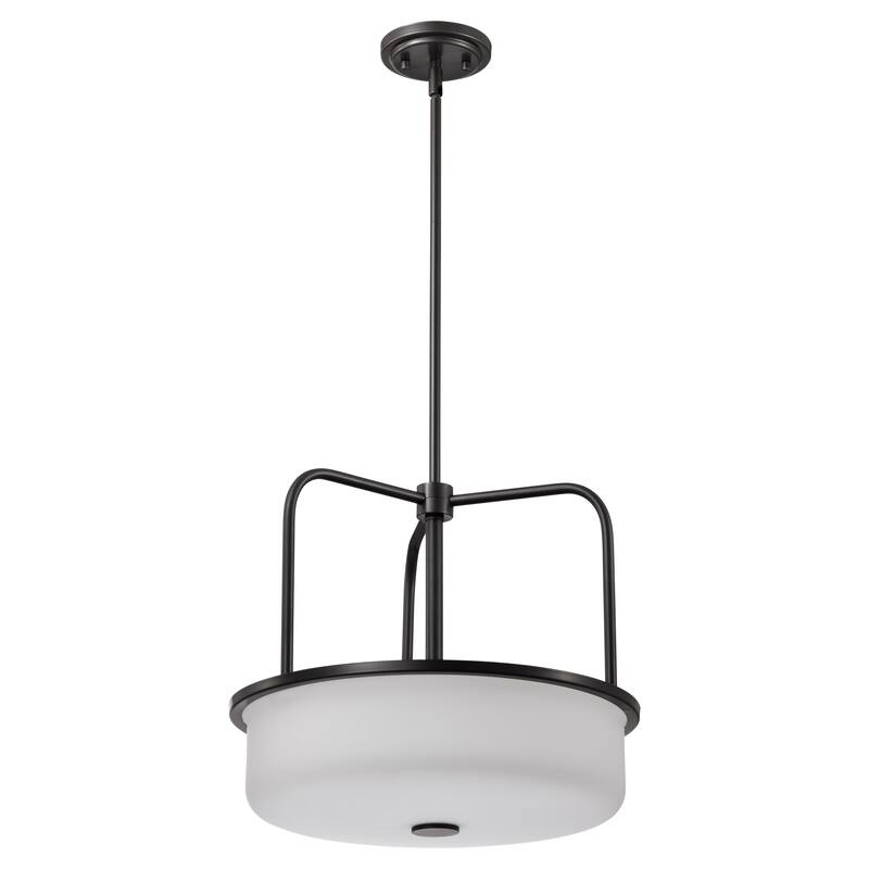 Warren 17 Inch Pendant Gun Metal with Satin White Glass - Gun Metal
