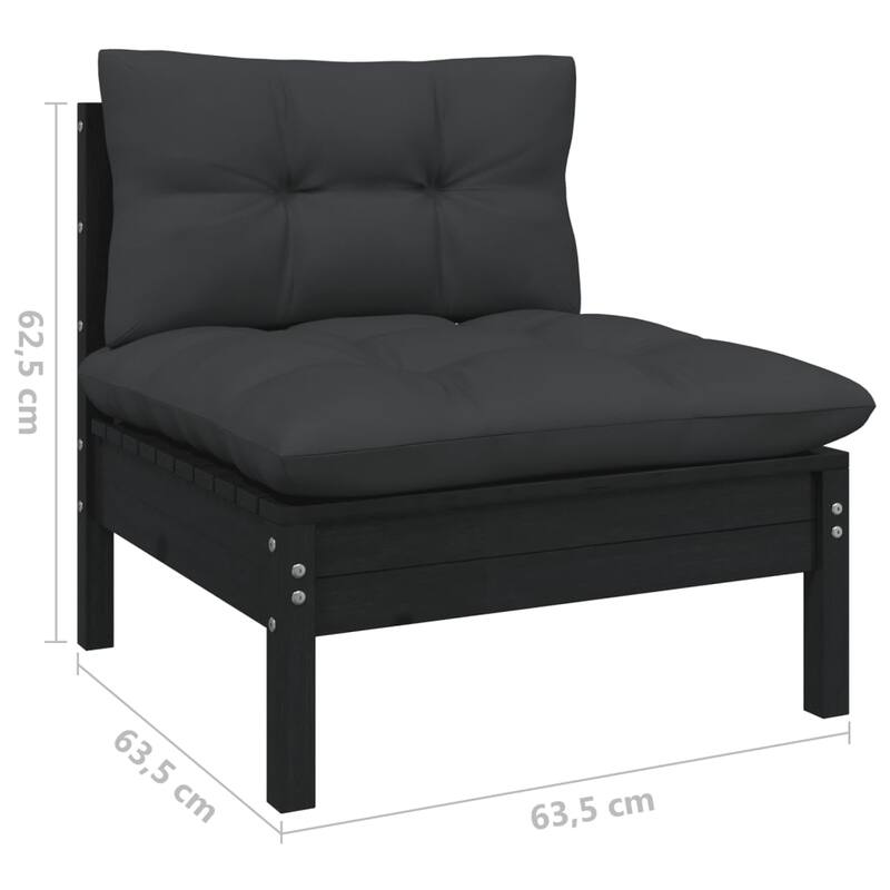 vidaXL Solid Pinewood Patio Lounge Set 6 Piece with Cushions Multi Colors - 25" x 25" x 24.6"