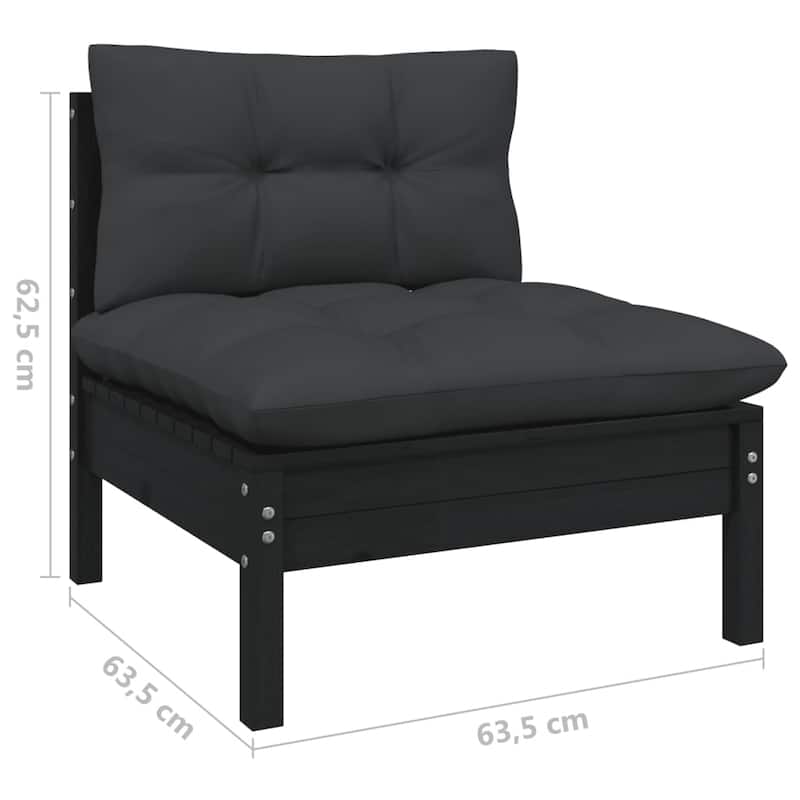 vidaXL Solid Pinewood Patio Lounge Set 9 Piece with Cushions Multi Colors