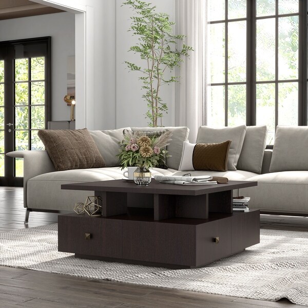 Gald Contemporary Espresso 33 inch 8 Open Shelf Coffee Table by Furniture of America Bed Bath Beyond 11104778