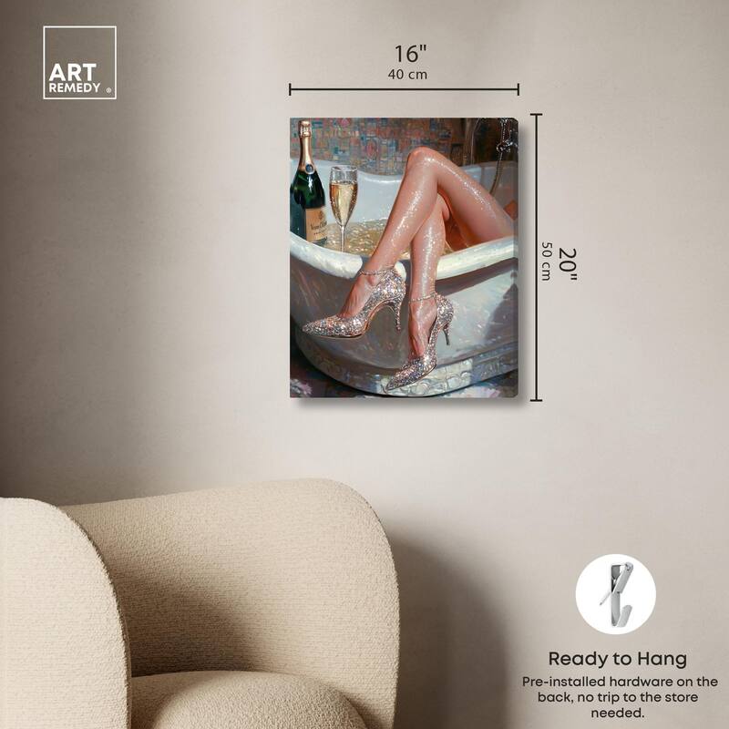 Champagne Bath Party Canvas by Art Remedy, Gallery Wrapped