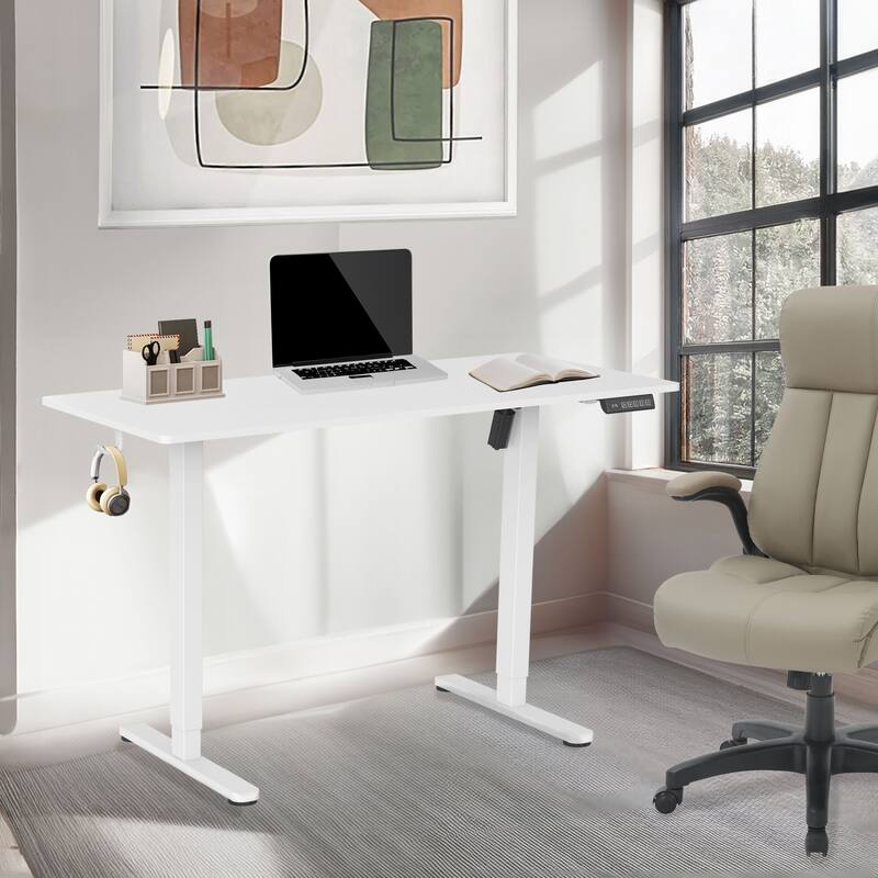 Smart Electric Adjustable Height Standing Desk Modern Lift Design - White 47.25"